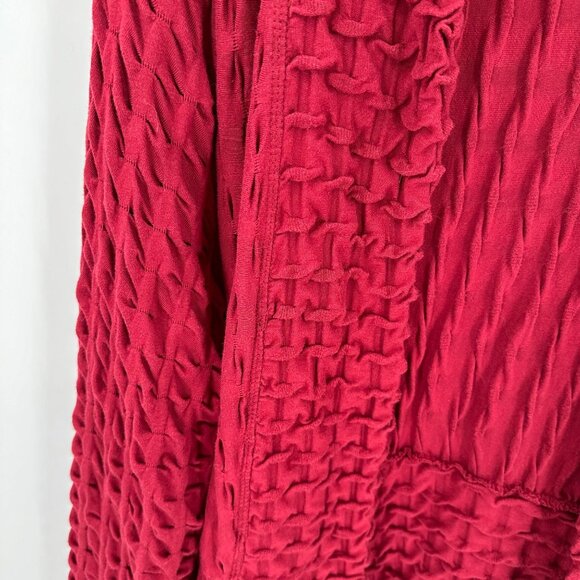 Komil Women’s Red Textured Open Front Long Line Cotton Cardigan Size L - Picture 4 of 7
